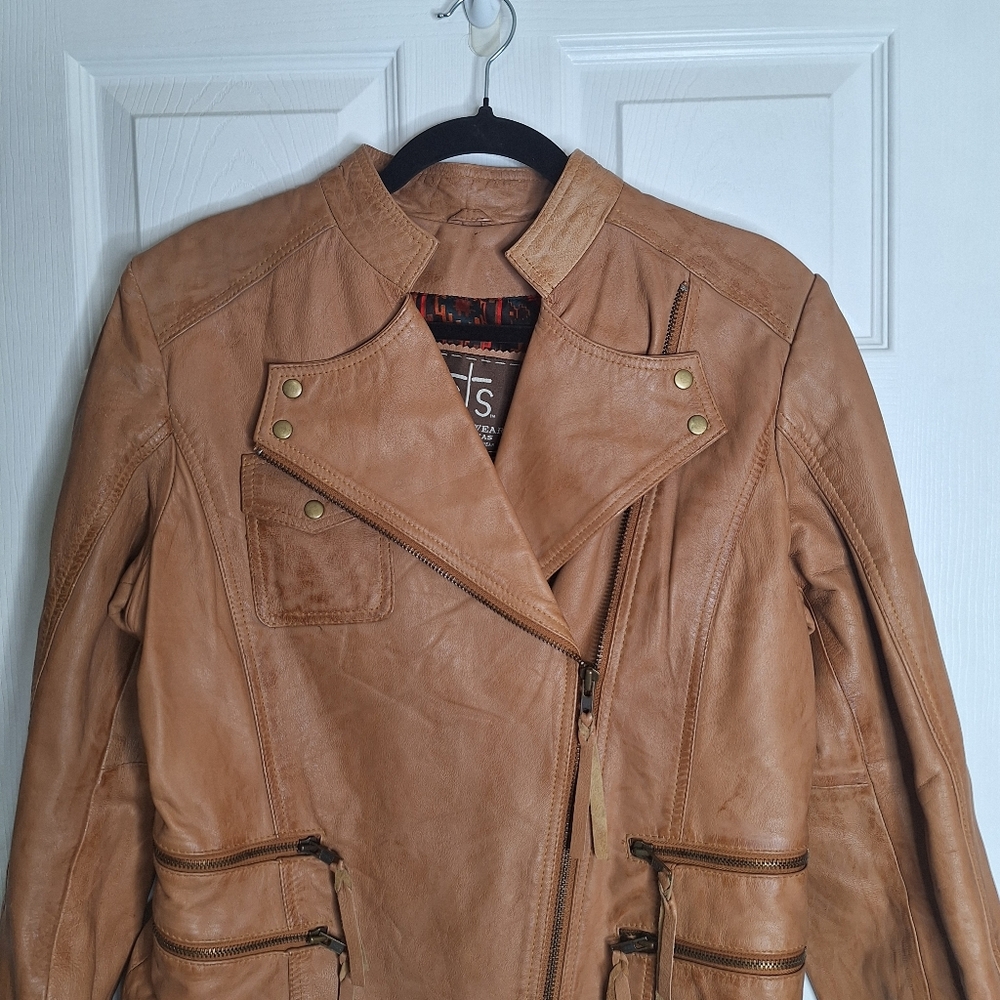 STS Ranchwear Tan Leather Moto Jacket - Picture 2 of 6